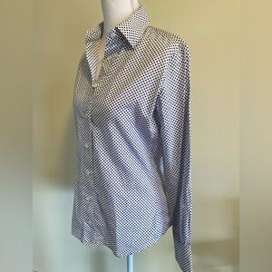 Faconnable Blue and White Polka Dot Dress Shirt‎